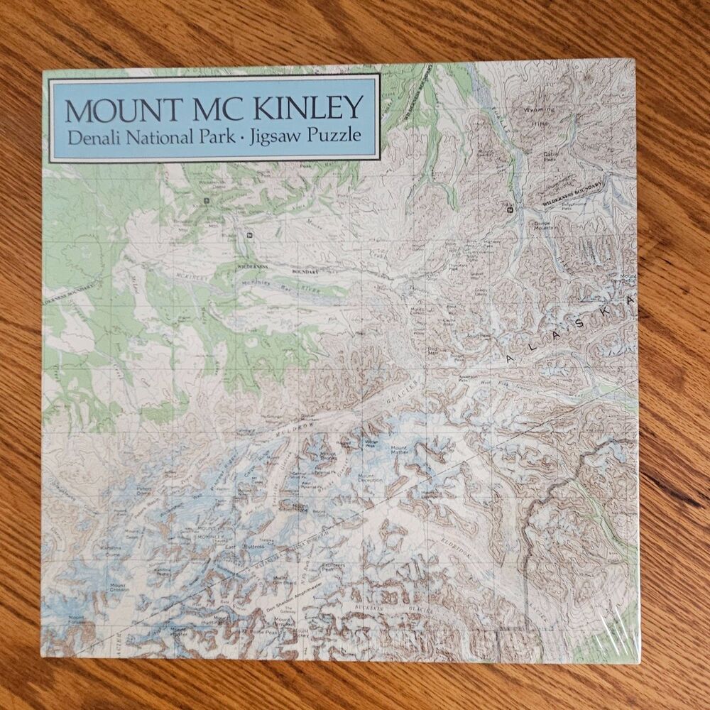 Mt McKinley 500-Pc Puzzle Denali National Park Alaska Map Vtg Coburn Designs New